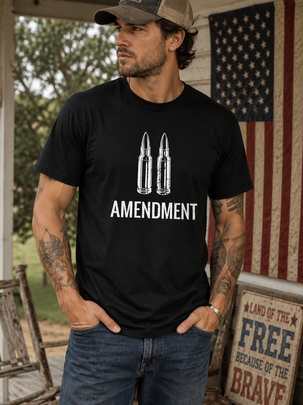 2 Amendment Bullets Graphic Tee Shirt L Black Patriotic Political Statement Stre